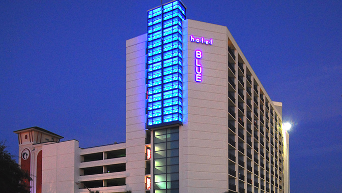 hotel BLUE at night